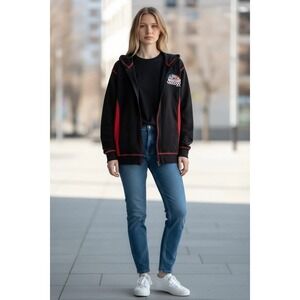 NASCAR Full Throttle Zip Up Hoodie Jacket Black Red women's 18W/20W LJ0195